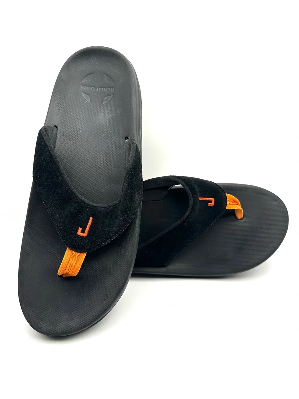 Jackwest Recovery Flip Flops Sandals Black Orange Size 12 Comfort Slides